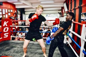 Intense sparring session with skilled dodging